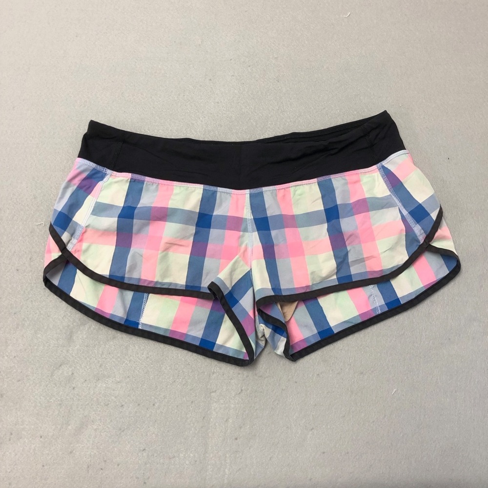 Lululemon Speed Short *2-Way Stretch Pop Plaid Reflective Multi Black Womens 10